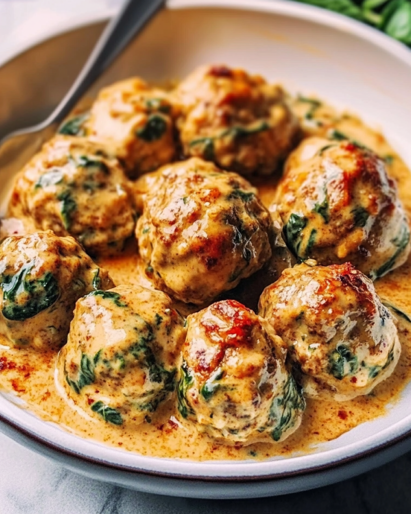 Creamy Spinach Turkey Meatballs