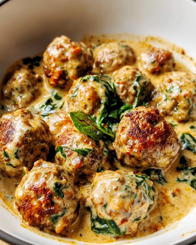 Creamy Spinach Turkey Meatballs