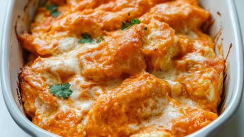 Buffalo Chicken Cauliflower Casserole
