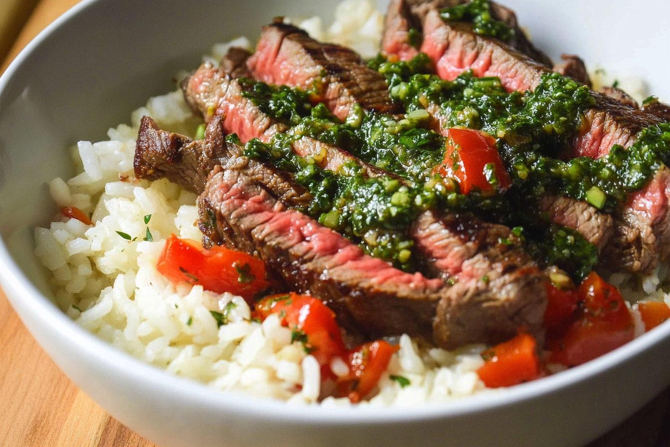 Skirt Steak Rice Bowls with Chimichurri