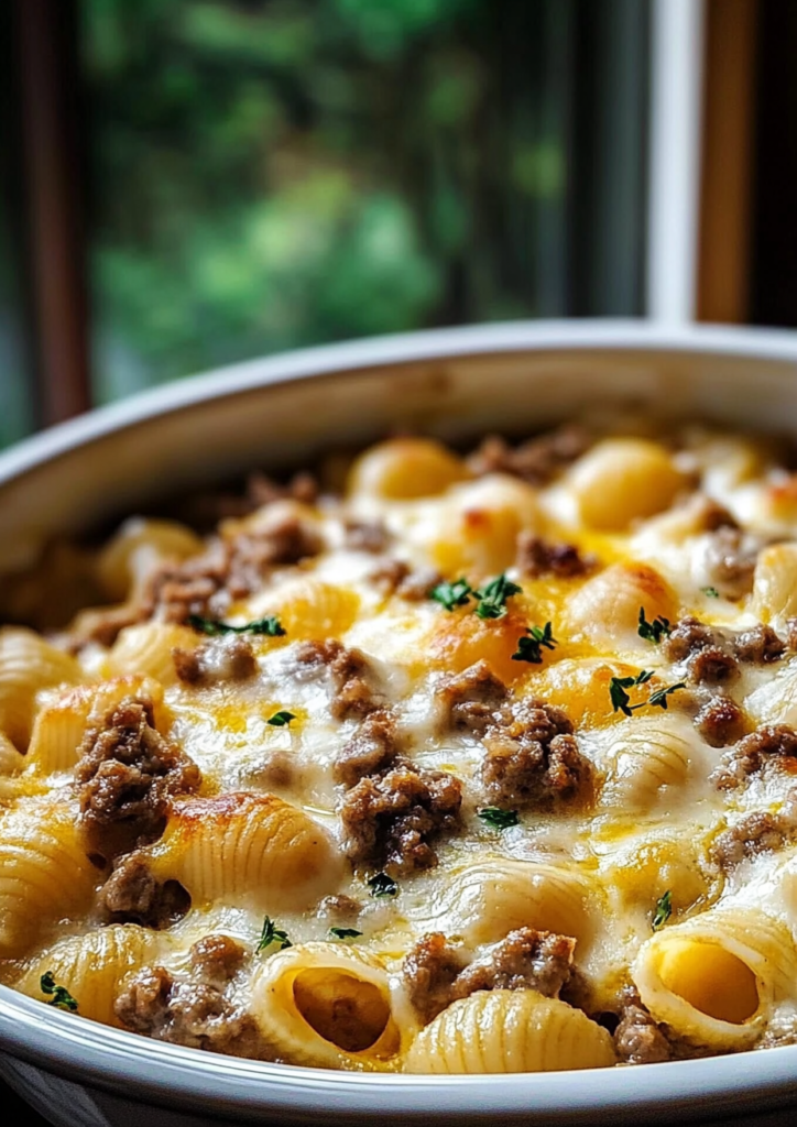 Creamy Beef Shells Casserole