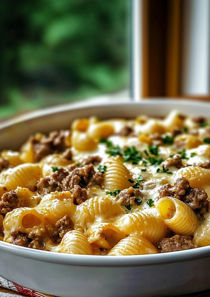 Creamy Beef Shells Casserole