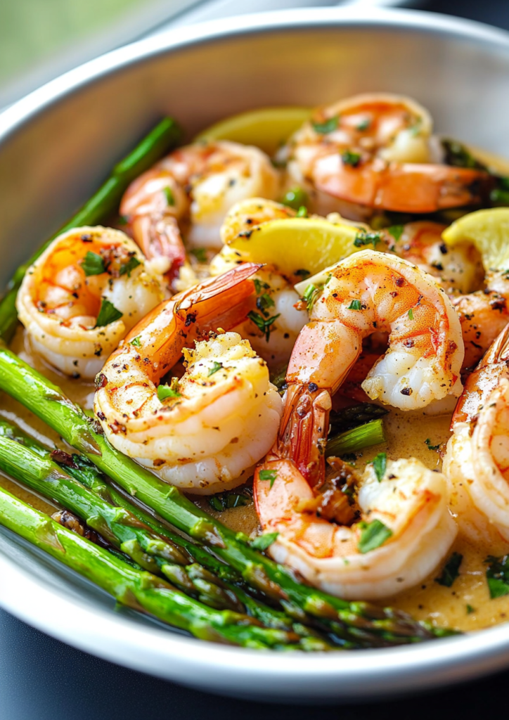 Lemon garlic shrimp and asparagus