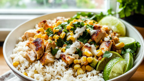 Street Corn Chicken Rice Bowl