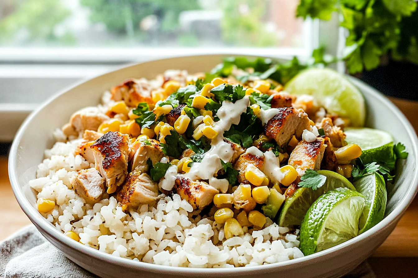 Street Corn Chicken Rice Bowl