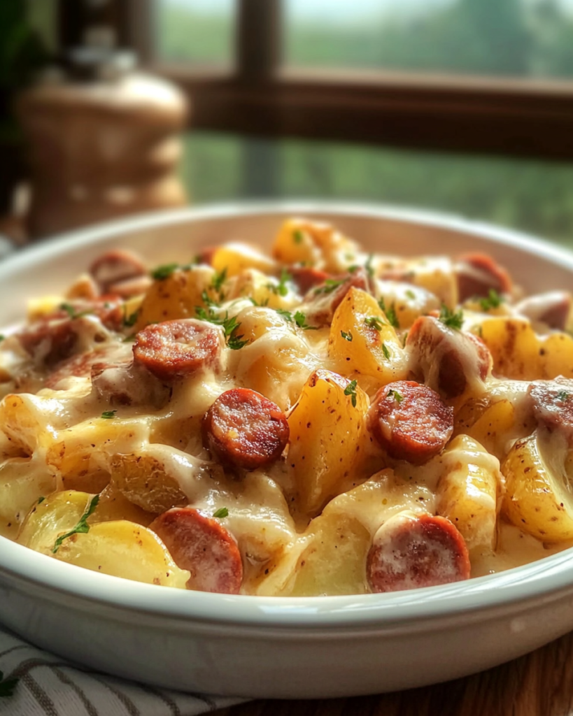 Cheesy ranch potatoes smoked sausage
