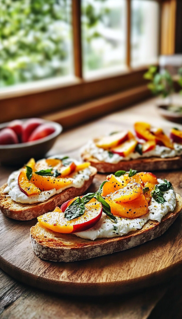 Peach Burrata Crostini