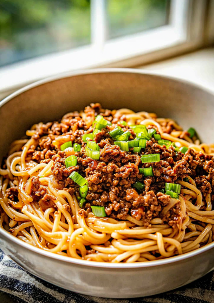 Mongolian Ground Beef Noodles