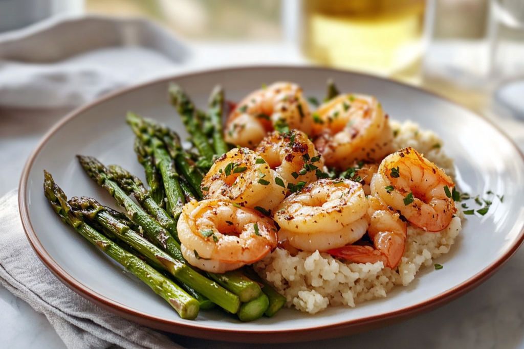 Lemon garlic shrimp and asparagus