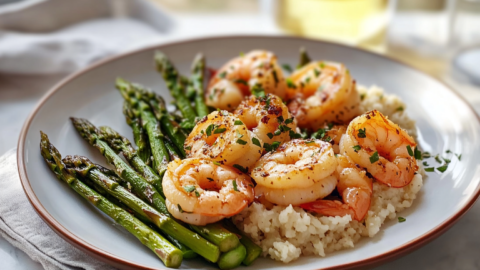 Lemon garlic shrimp and asparagus