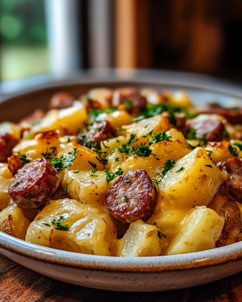 Cheesy ranch potatoes smoked sausage