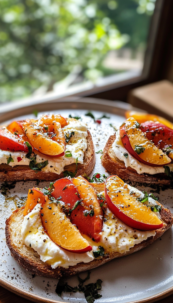 Peach Burrata Crostini