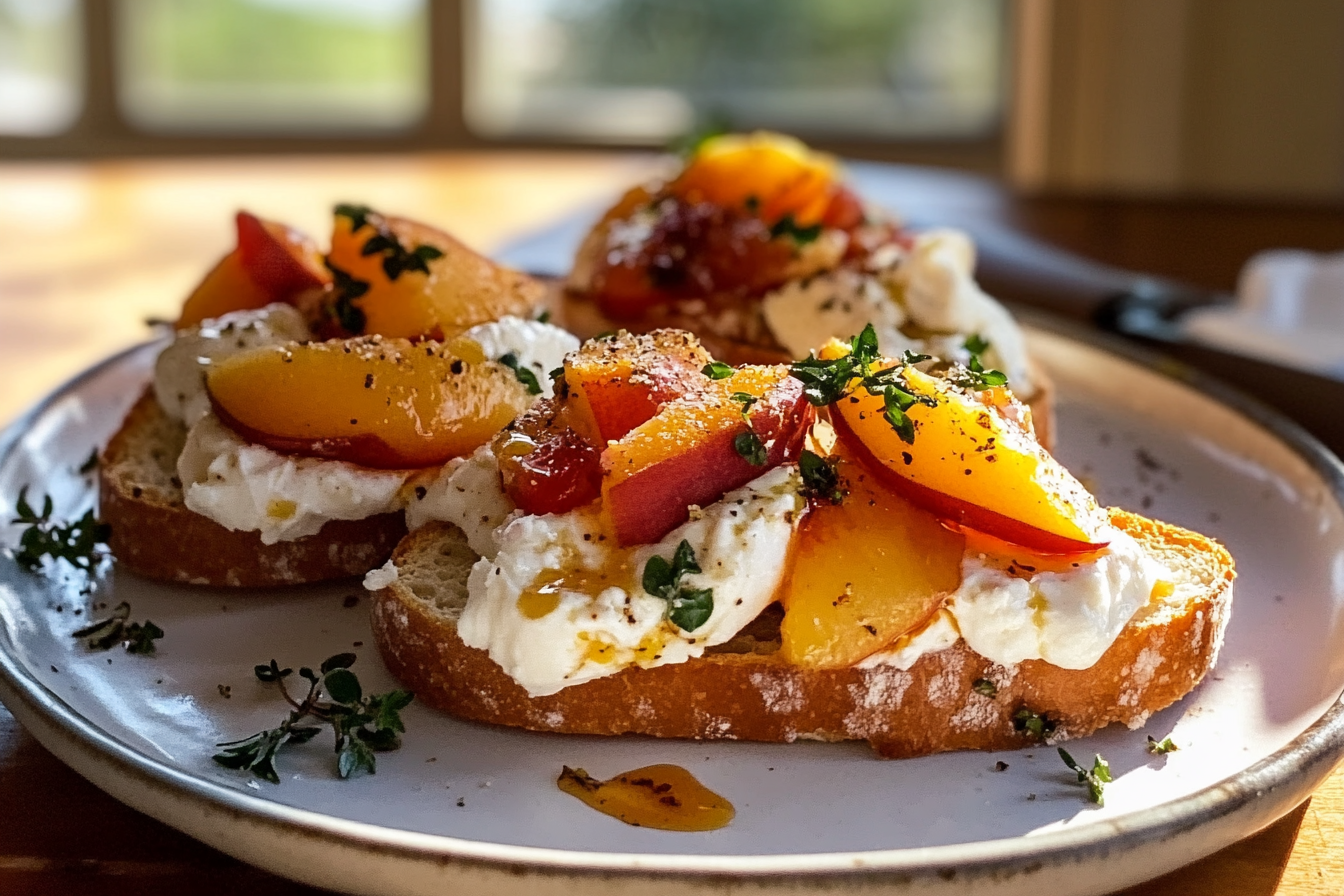 Peach Burrata Crostini