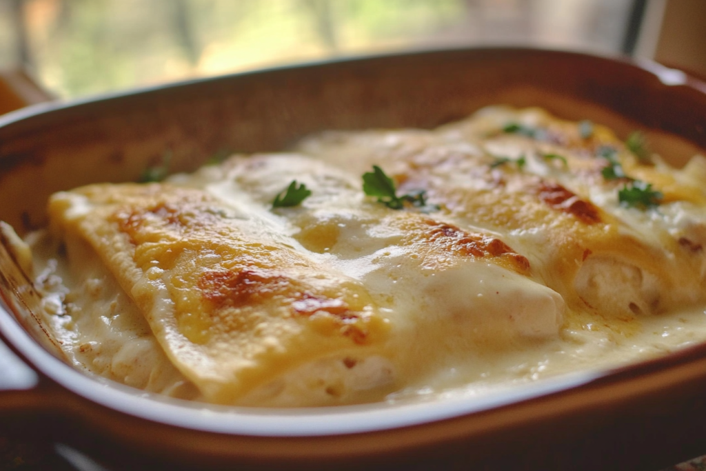 Creamy White Chicken Enchiladas
