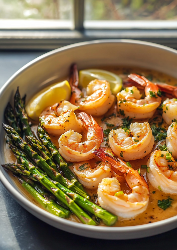 Lemon garlic shrimp and asparagus