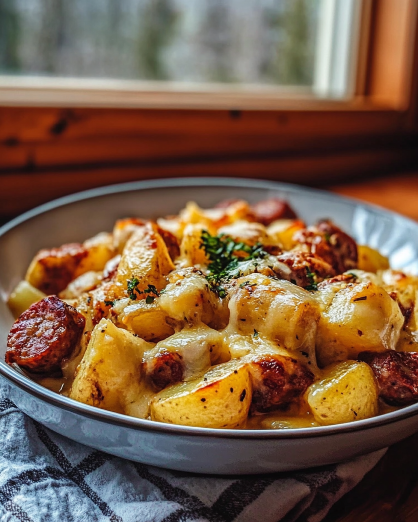 Cheesy ranch potatoes smoked sausage