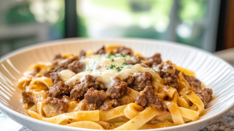 garlic butter beef pasta