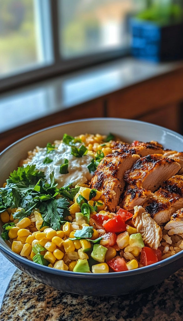 Street Corn Chicken Rice Bowl