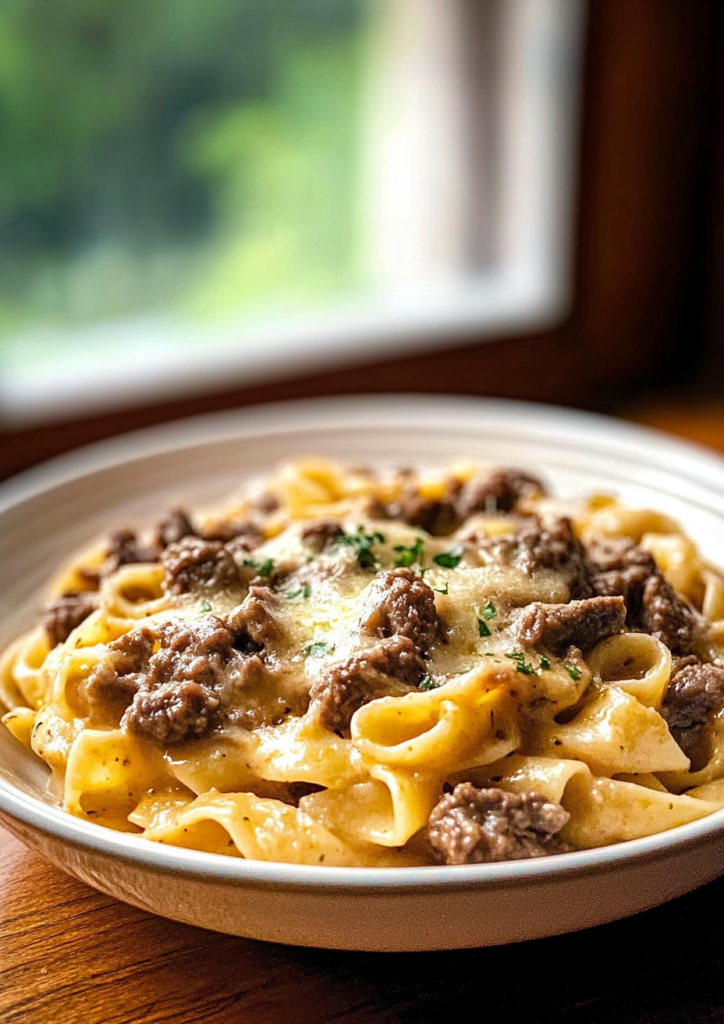garlic butter beef pasta