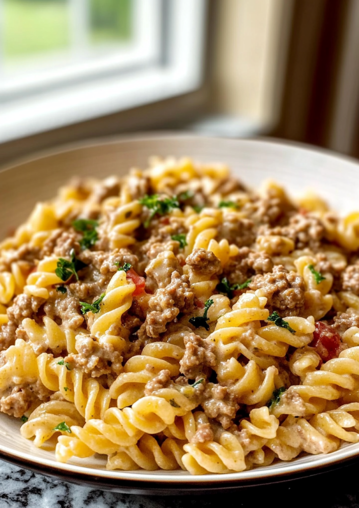 creamy ground beef pasta