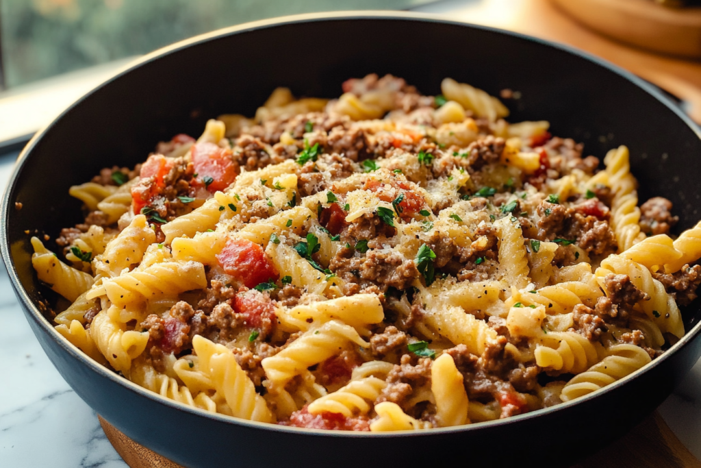 creamy ground beef pasta