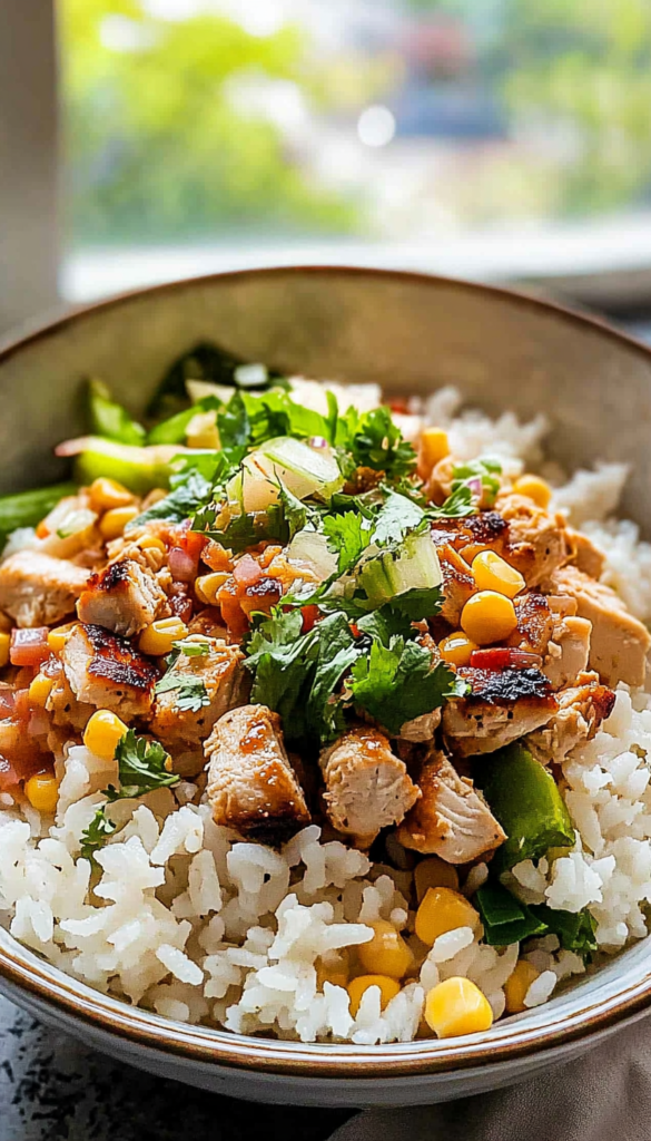Street Corn Chicken Rice Bowl