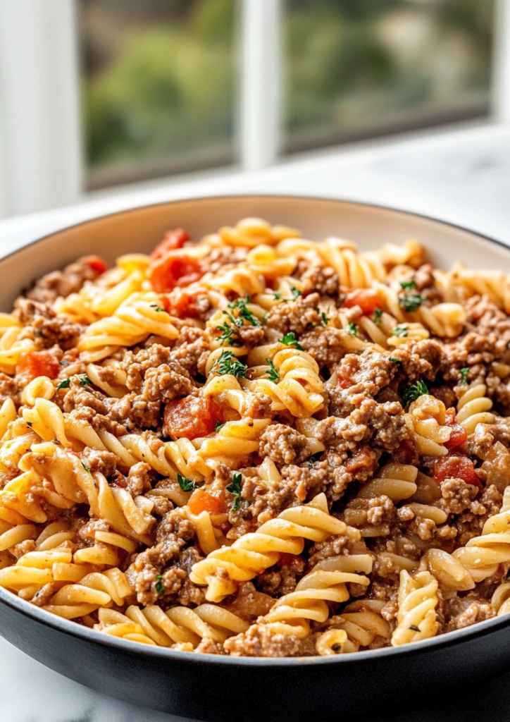 creamy ground beef pasta