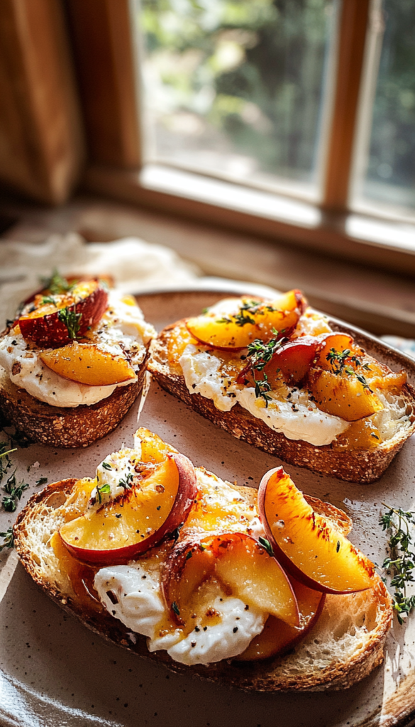 Peach Burrata Crostini