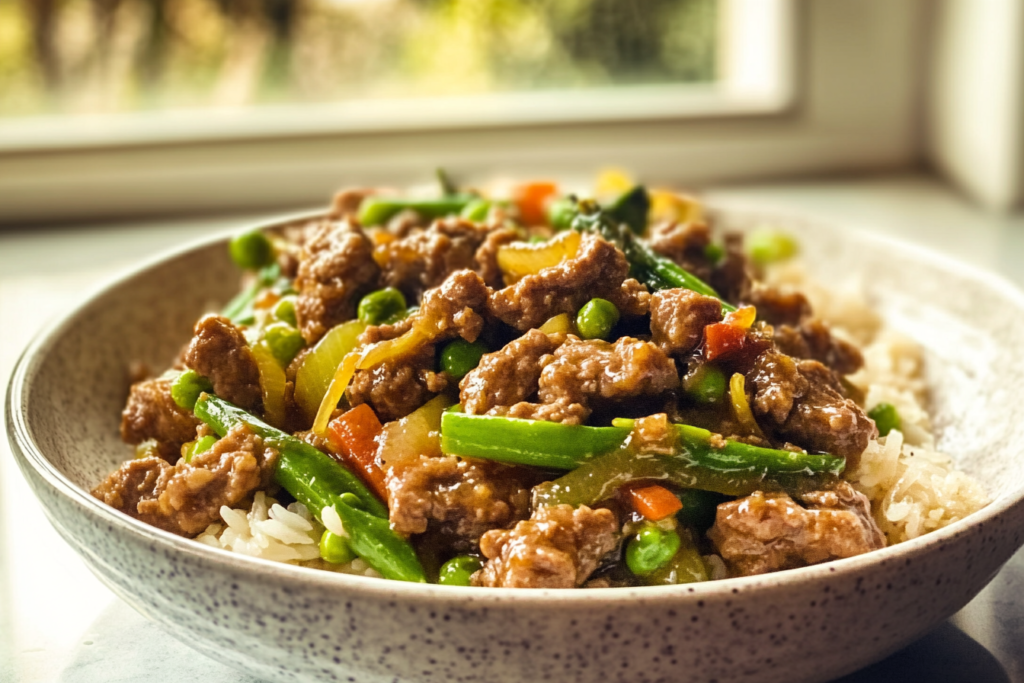 Honey garlic ground beef stir-fry