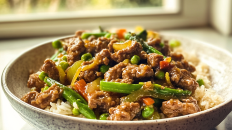 Honey garlic ground beef stir-fry
