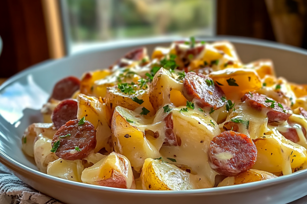 Cheesy ranch potatoes smoked sausage