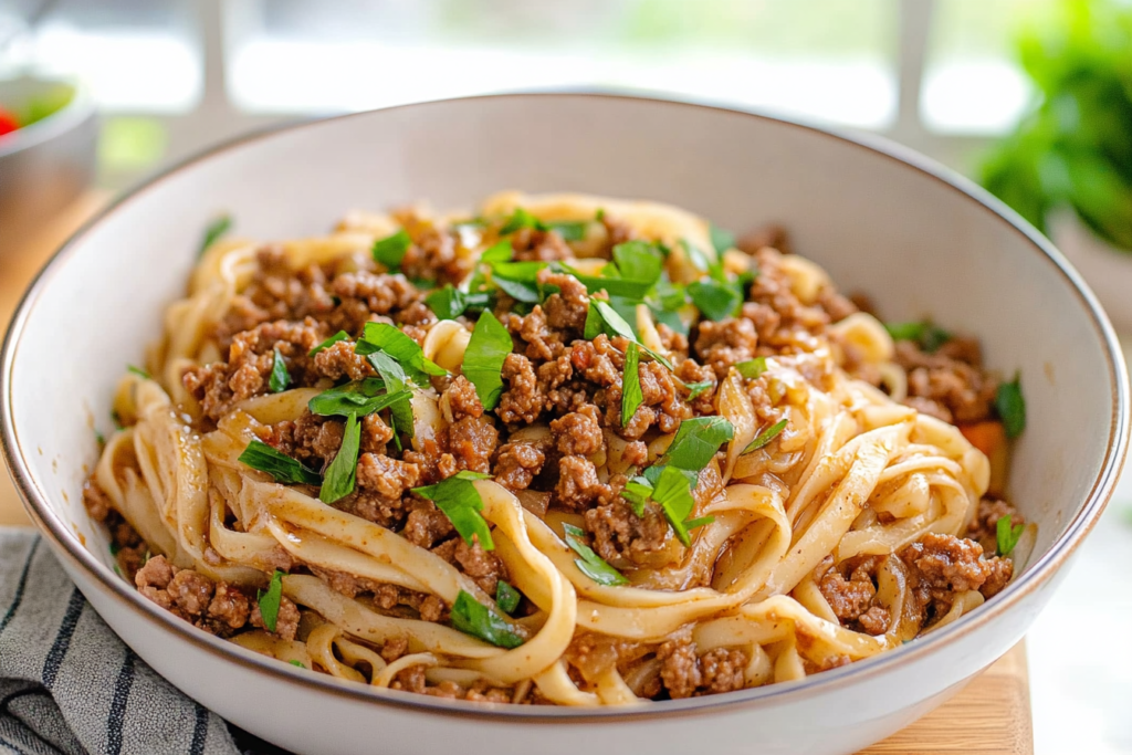 Mongolian Ground Beef Noodles