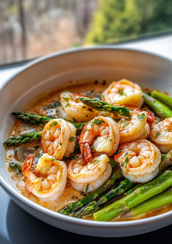 Lemon garlic shrimp and asparagus
