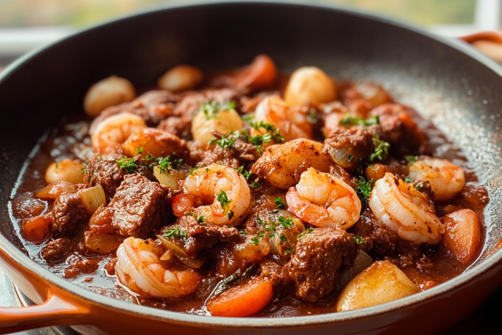 Tangy Shrimp Beef Bourguignon