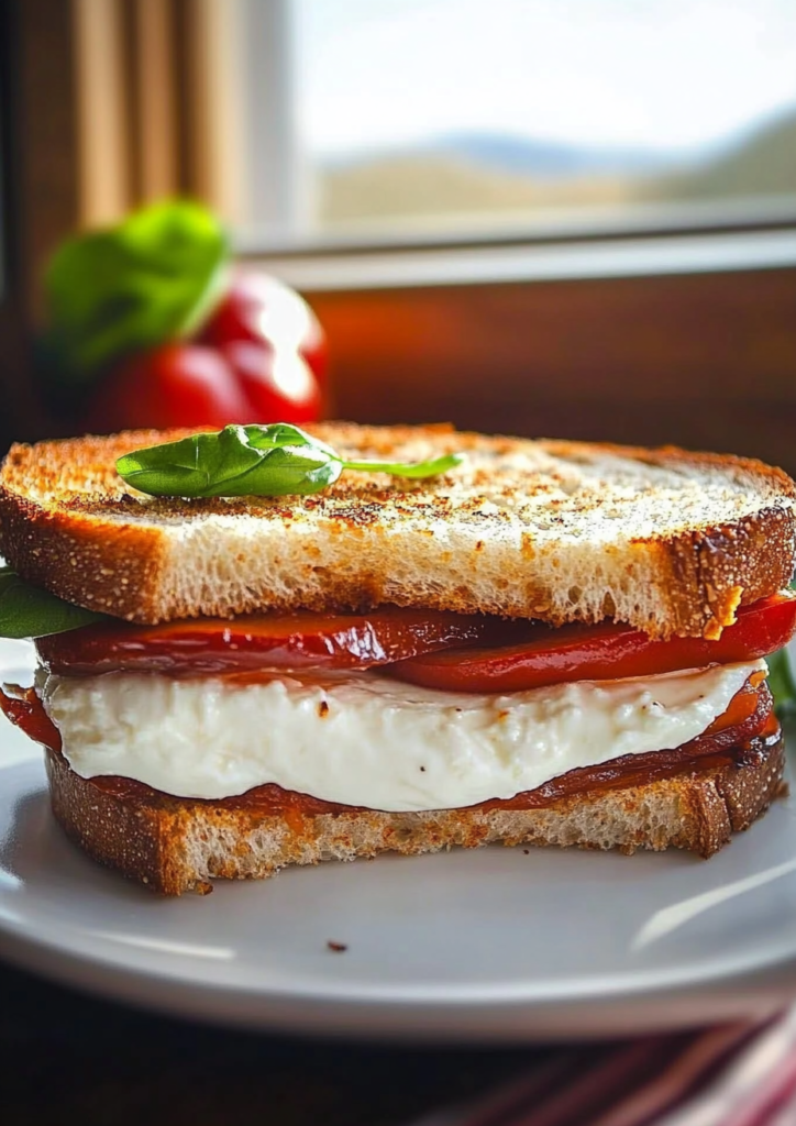 Roasted Pepper Mozzarella Sandwich