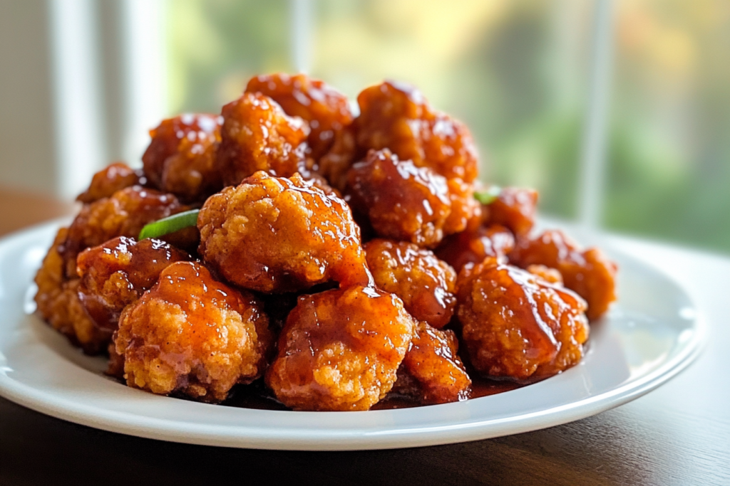 Baked Honey BBQ Popcorn Chicken