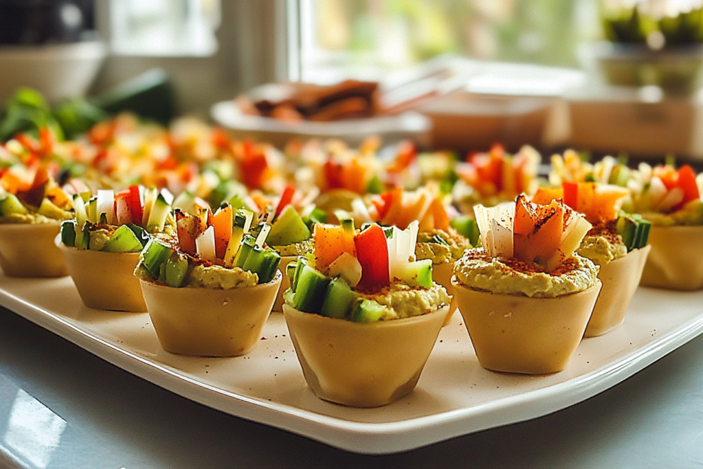 veggie cups with hummus
