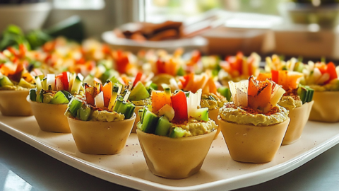 veggie cups with hummus