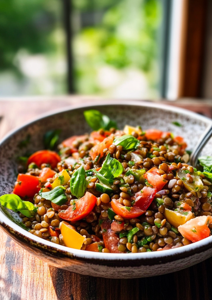 Lentil Tomato Basil Salad