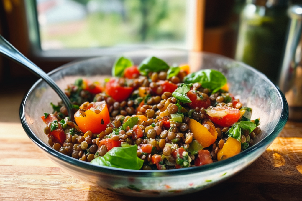 Lentil Tomato Basil Salad
