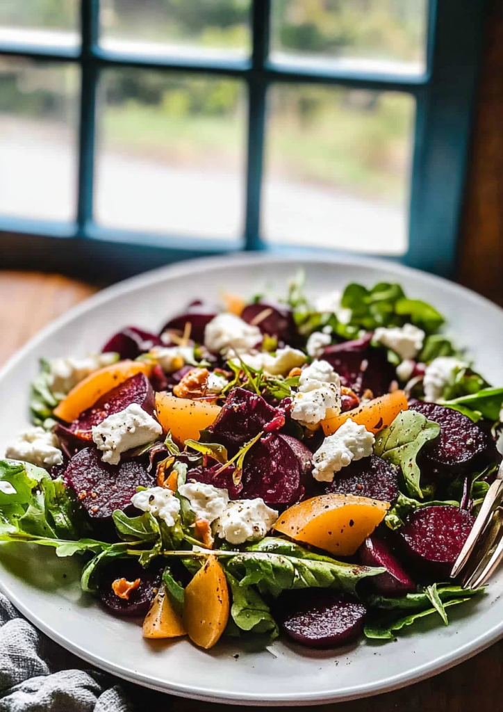 Roasted beet and goat cheese salad