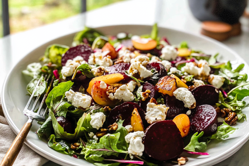 Roasted beet and goat cheese salad